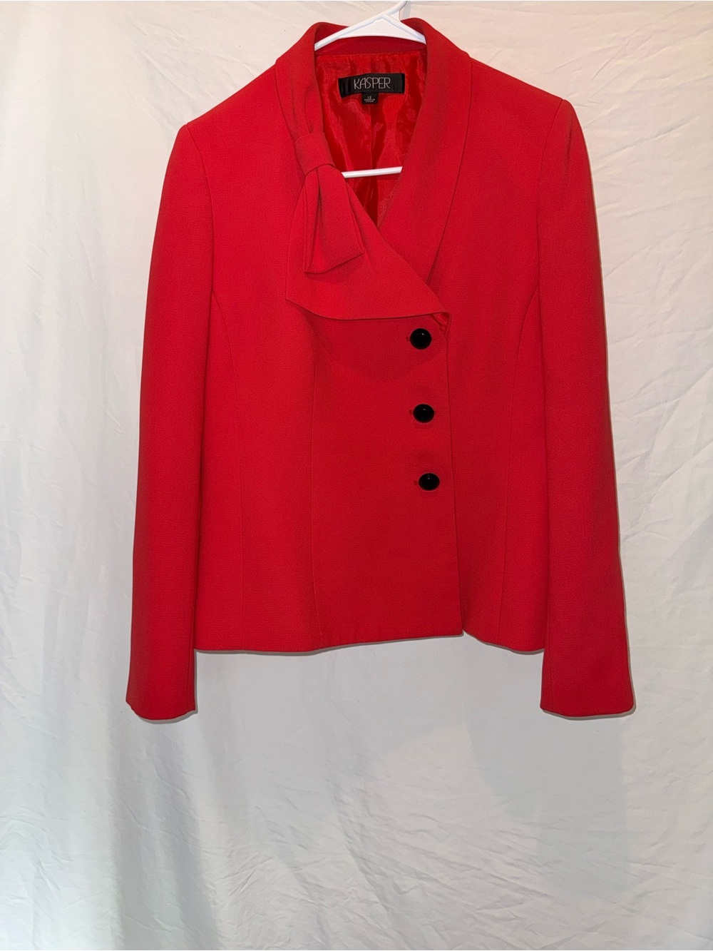 Kasper Women's Bright Red Asymmetric Button Blazer
